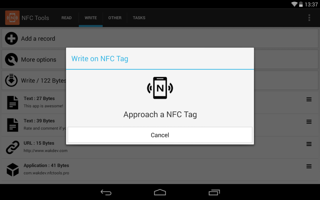 nfc write sector 0 command
