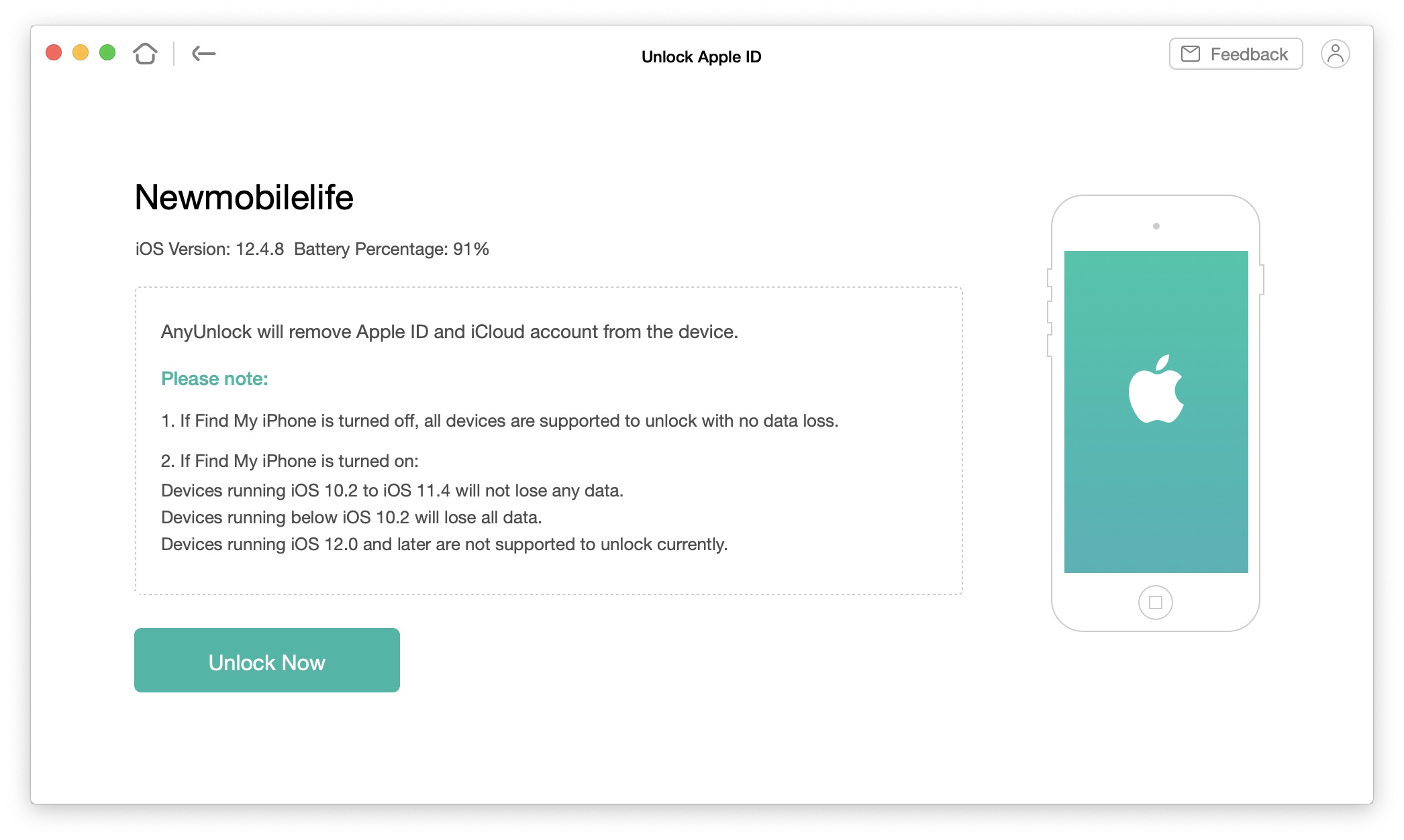 AnyUnlock unlock apple id