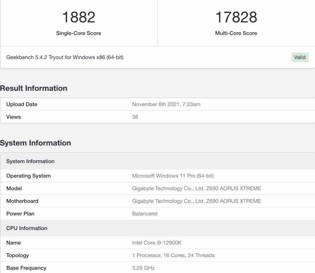 i9 12900K geekbench5