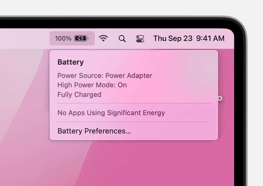 macos monterey mbp menu bar battery high power mode