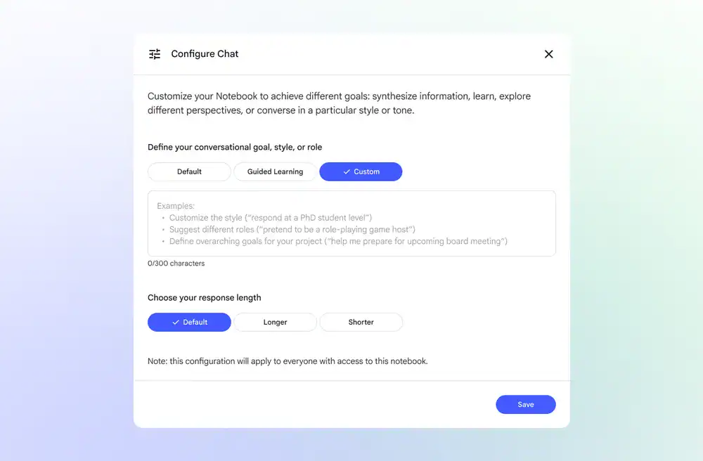 notebooklm chatsetting