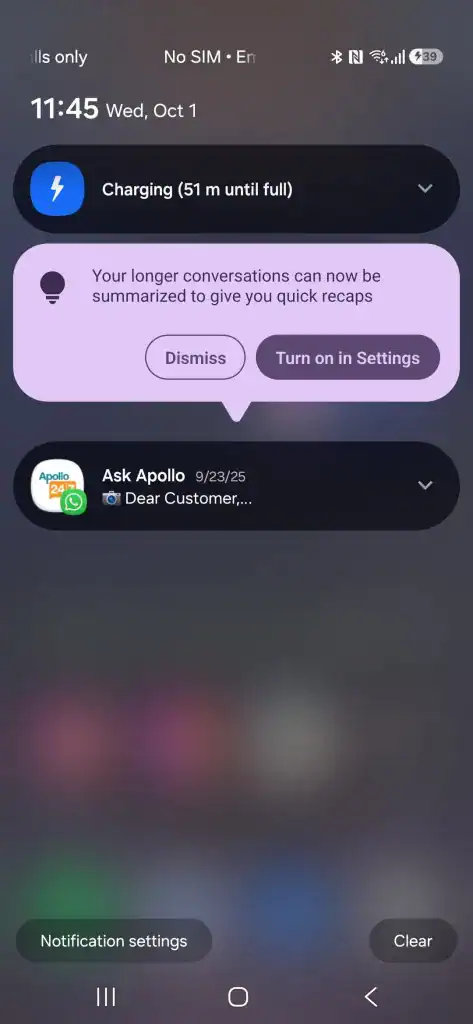 notification summaries