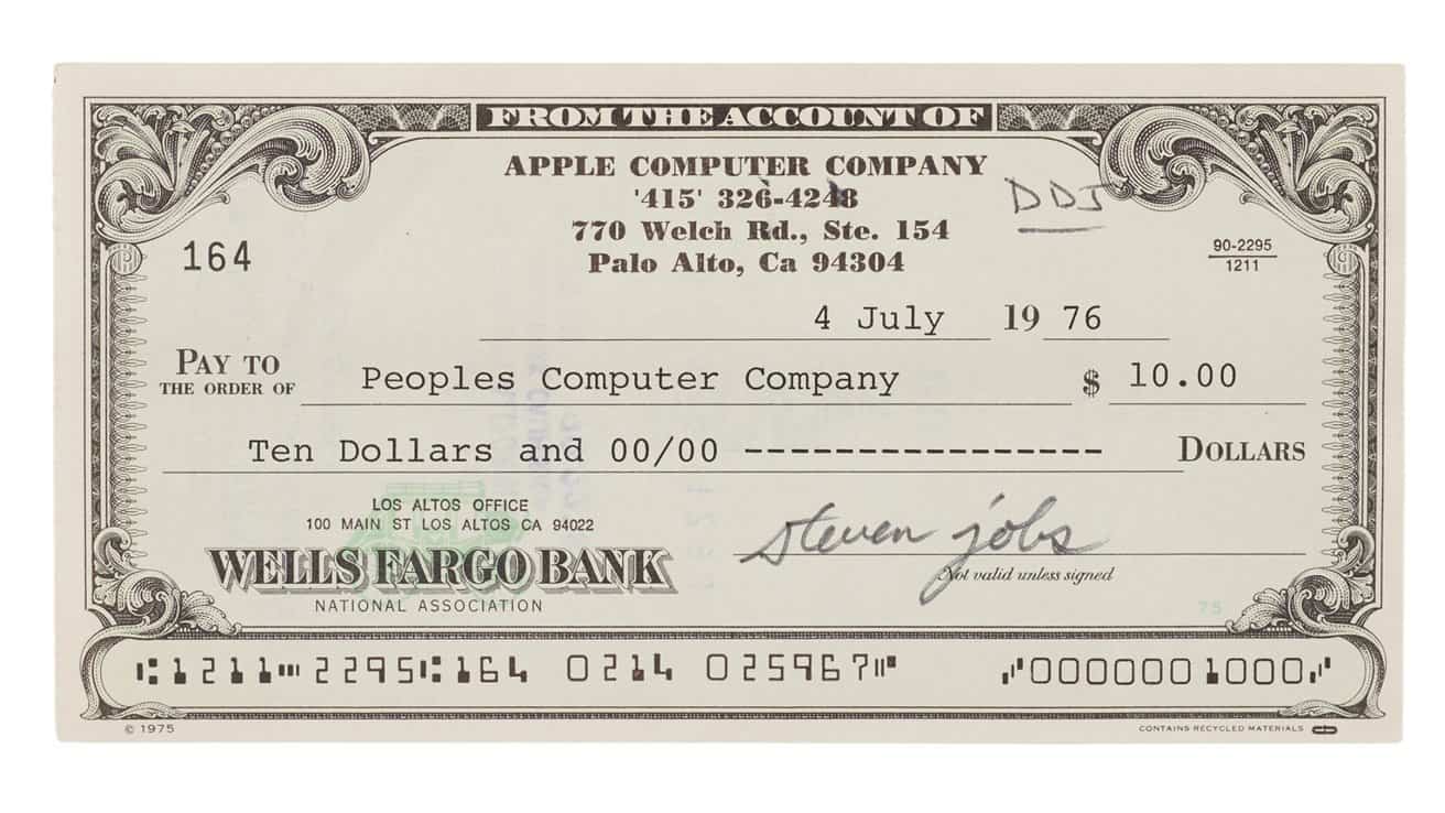 Steve Jobs 簽名支票拍賣　見證 Apple 與 PC 革命誕生